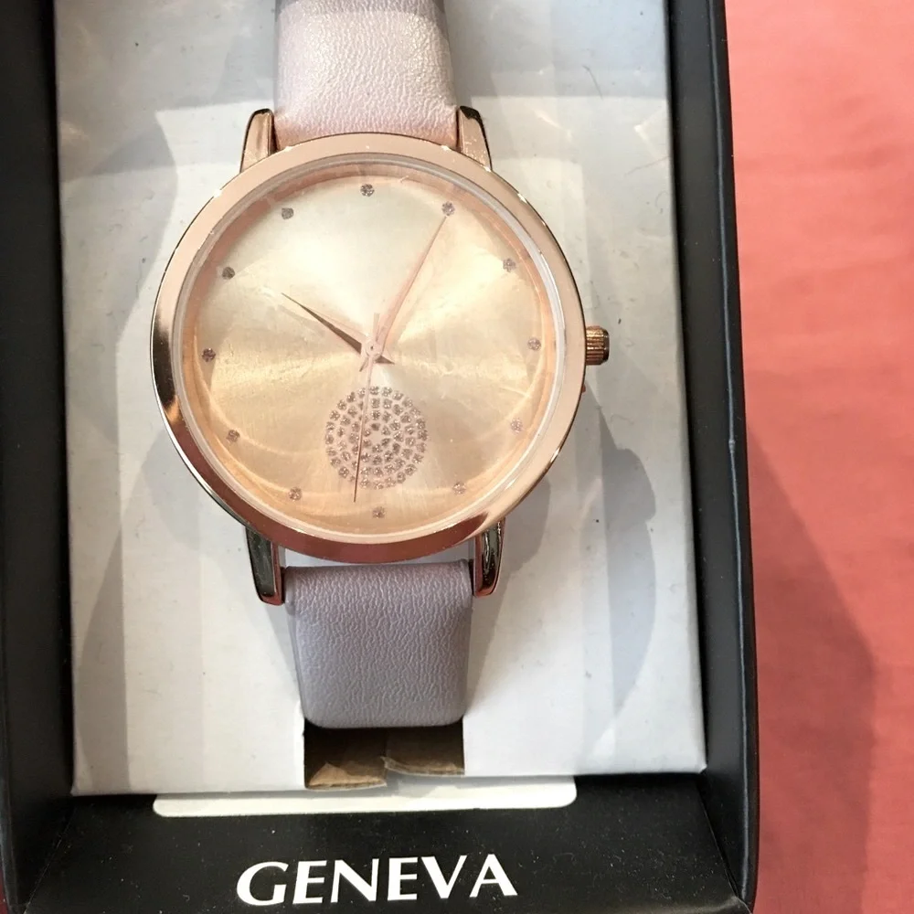 Watch Geneva light mauve band & gold face!